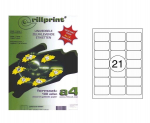 Uzlīmes A4 RILLPRINT, 63.5x38.1mm, 100 loksnes, 21 gab. loksnē
