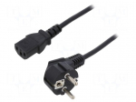Cable | 3x0.75mm2 | CEE 7/7 (E/F) plug angled,IEC C13 female | PVC