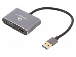 Adapter | USB 3.0 | D-Sub 15pin HD socket,HDMI socket,USB A plug
