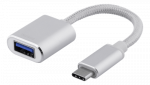 DELTACO USB-C 3.1 Gen 1 to USB-A OTG adapter, 3A, aluminum, silver / USBC-1276