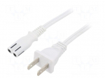 Cable | 2x18AWG | IEC C7 female,NEMA 1-15 (A) plug | PVC | 3m | white