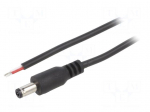 Cable | 2x0.5mm2 | wires,DC 5,5/2,5 plug | straight | black | 2m | Cu