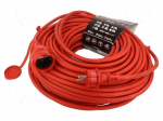 Extension lead | 3x2.5mm2 | 50m | rubber | red | Sockets no: 1 | 16A