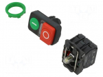 Switch: double | 22mm | Stabl.pos: 1 | NC + NO | green/red | LED | 24V