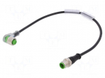 Cable: for sensors/automation | M12 | 0.3m | 30VDC | 4A | PVC | IP67