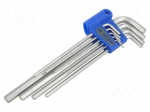 Wrench: hex key-set | inch | long | 9pcs.