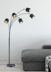 Trio Tommy stāvlampa 5-pc curve E14 matt black/gold  R46330579 4017807395150