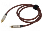 Cable | RCA plug,both sides | 1m | Plating: gold-plated | brown