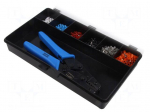 Tools set: for crimping push-on connectors, terminal crimping
