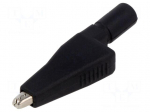Crocodile clip | 10A | black | Grip capac: max.7.9mm | Contacts: steel