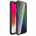 Back panel cover Luphie Apple iPhone XR Aurora Condom Aluminium Frame + TPU Case Black Clear