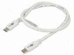 Cable | USB 3.2 | USB C plug,both sides | 0.5m | white | 4K,UHD 4320p