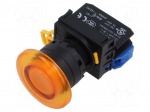 Switch: push-button | 22mm | Stabl.pos: 2 | NO | orange | LED | IP65 | YW