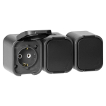 Uued tooted // Gniazdo potr&oacute;jne n/t 3x2P+Z, Schuko, bryzgoszczelne z klapką B2, IP54, NT-317 B2, szary/czarny