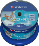 Blank CD-R AZO Verbatim 700MB 1x- 52x Wide Printable non ID,50 Pack Spindle