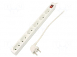 Plug socket strip: protective | Sockets: 6 | 250VAC | 15A | 1.5m | IP20
