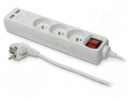 Extension lead | 3x1mm2 | 1.5m | PVC | white | Sockets no: 5 | 10A