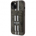 Other goods Guess Guess 4G Stripes case with Magsafe wallet for iPhone 15 brown