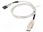 Cable | USB 2.0 | USB A plug,5pin pin header | 0.7m | transparent