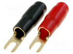 Terminal: fork | M5 | 22mm2 | gold-plated | insulated | red and black