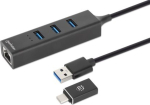 USB-jaotur Manhattan Manhattan 180894 USB 3.2 Gen 1 (3.1 Gen 1) Type-A + Type-C 5000 Mbit/s Black