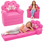 M&auml;nguala | PC | Konsoolid | Tarvikud // M&auml;nguasjad ja m&auml;ngud lastele // Rozkładany Fotel Sofa Leżanka z Koroną 2W1 Dla Dzieci Miękki R&oacute;żowy