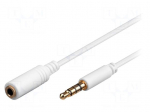 Cable | Jack 3,5mm 4pin plug,Jack 3.5mm 4pin socket | 3m | white