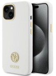 Back panel cover Guess Apple iPhone 15 / 14 / 13 6.1 hardcase Silicone Logo Strass 4G White