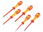 Kit: screwdrivers | Pcs: 5 | insulated | 1kVAC | Phillips,slot