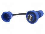 Connector: AC supply | male | plug | 2P+PE | 250VAC | 16A | blue | PIN: 3