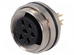 Connector: M16 | socket | female | soldering | PIN: 6 | 5A | 125V | straight