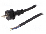 Cable | SCHUKO plug,CEE 7/7 (E/F) plug,wires | 3m | black | rubber
