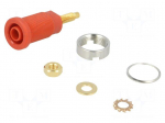 Socket | 4mm banana | 32A | 1kVDC | red | gold-plated | on panel | 40mm