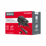 Reguleeritav toiteplokk 3/4,5/6/7,5/9/12V | 1000mA | 6 tk. Universaalsed pistikprogrammid | 1m