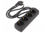 Extension lead | 3x1.5mm2 | Len: 1.5m | PVC | black | Sockets no: 4 | 16A