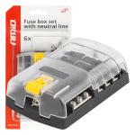 Auto- ja mootorrattatooted, elektroonika, navigatsioon, CB raadio // Auto elektroonikakomponendid : Installatsioonikaablid : Kaitsealused : &Uuml;hendused // Skrzynka bezpiecznikowa z szyną ujemną konektory śrubowe 6 gniazd amio-03833