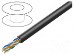 Wire | U/UTP | 4x2x23AWG | wire | CCA | Insulation: PVC | black | 305m