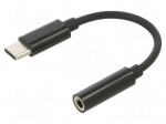 Cable | USB 3.1 | Jack 3.5mm socket,USB C plug | 0.12m | black