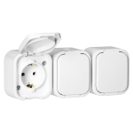 Uued tooted // Gniazdo potr&oacute;jne n/t 3x2P+Z, Schuko, bryzgoszczelne z klapką B2, IP54, NT-317 B2, biały