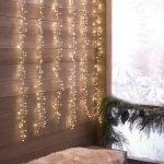 LED Christmas string - curtains copper wire, 3x3m, white, 31V, IP44, 1200LED
