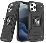 Back panel cover Wozinsky Apple iPhone 13 Pro Ring Armor Case Kickstand Tough Rugged Cover Black