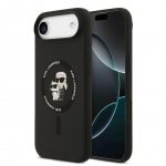 Back panel cover Karl Lagerfeld Apple iPhone Air Liquid Silicone Karl and Choupette MagSafe Case Black