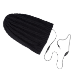 Forever Knitted hat with built-in headphones microphone volume control and 3.5 mm micro-jack 120 cm Black