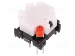 Switch: keypad | Pos: 2 | SPST-NO | 0.1A/28VDC | white | LED | red | THT