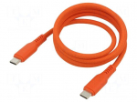 Cable | USB 2.0 | USB C plug,both sides | 1m | orange | textile | 100W