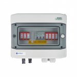 Switchgear attached DCAC hermetic IP65 EMITTER with Dehn 1000V type 2 DC surge arrester, 1 x PV string, 1 x MPPT // og. AC Dehn type 2, 25A 3-F