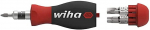 Wiha Stubby screwdriver 1/4", with bit magazine (black/red, Stubby with 7 double bits)