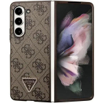 Guess GUHCZFD5P4TDPW Triangle Strass ādas maciņ&scaron; telefonam Samsung Galaxy Z Fold 5 brūns
