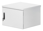 Intellinet Industrial IP55 19" Wall Mount Cabinet with Integrated Fans, 9U 600 mm (17.7 in.) Depth, Roof-mounted Two-fan Ventilation Unit, Dust- and Water-proof Enclosure, Assembled, Light Gray RAL7035