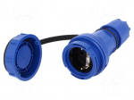 Connector: AC supply | female | socket | 2P+PE | 250VAC | 16A | blue